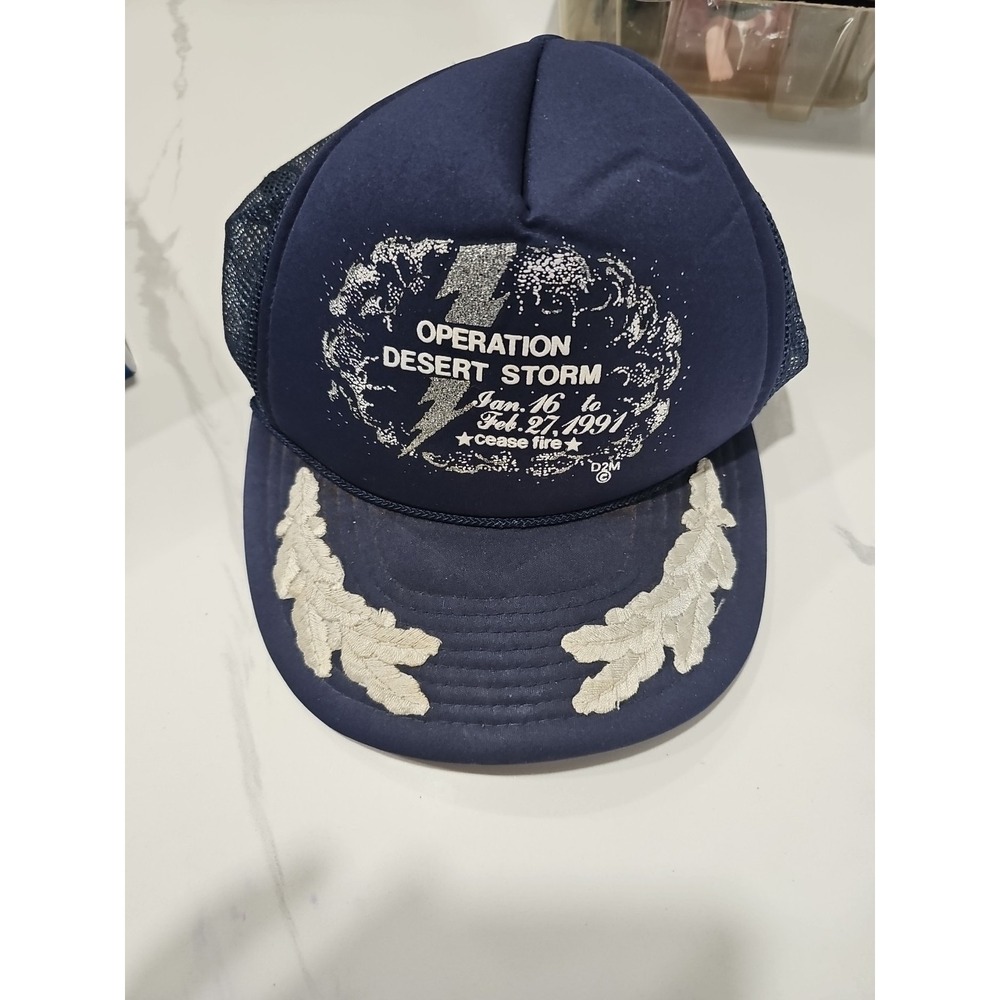 RARE Operation Desert Storm 1991 Scrambled Eggs Mesh Snapback Trucker Hat Cap